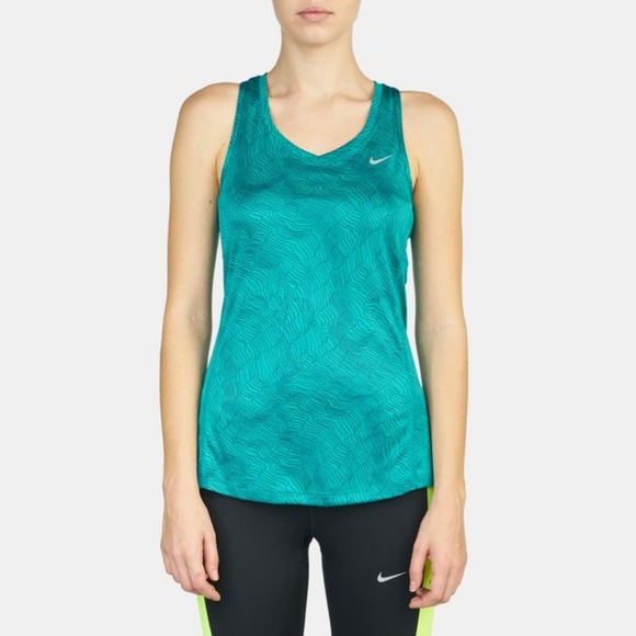NIKE 🆕 Dry Miler Tank Green & Blue Abstract Print - Picture 7 of 8